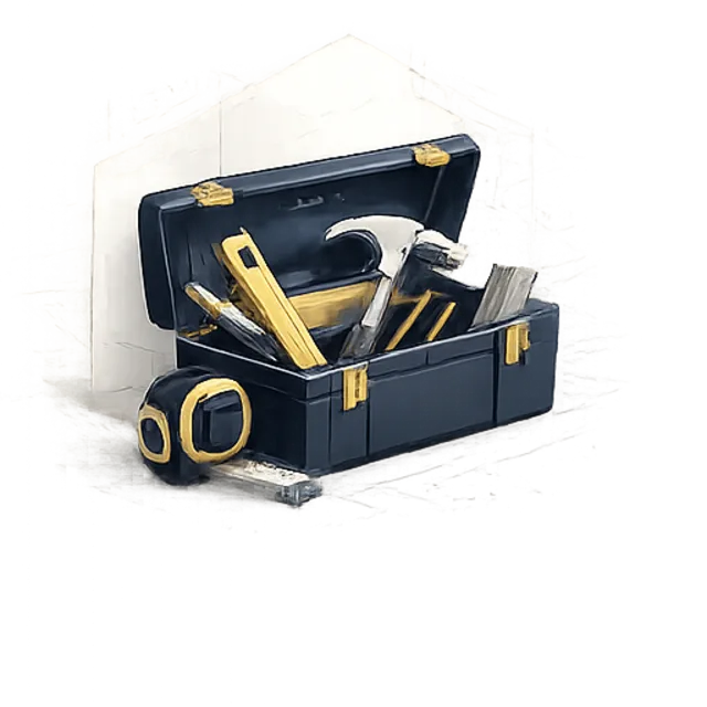 Illustration isométrique d’un coffre à outils ouvert